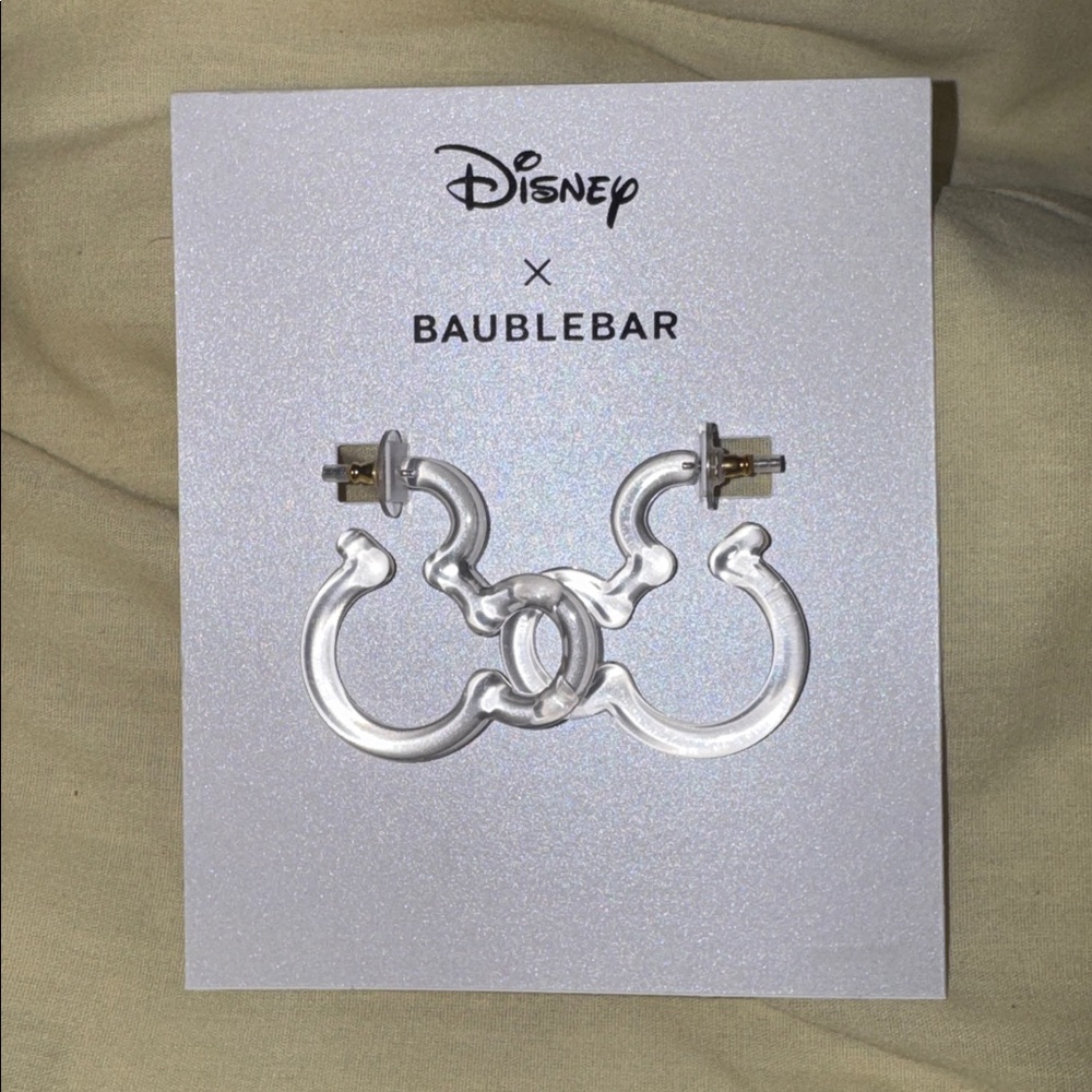 NWT Disney x BaubleBar Essential Mickey Mouse Clear Hoop Earrings